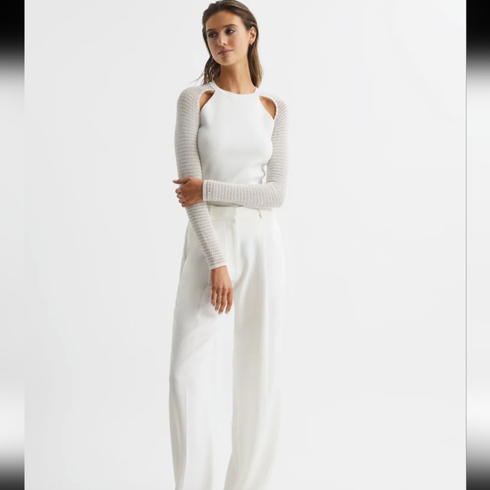 White Reiss Maria Sheer Twist Front Jumper